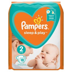 Подгузники, Pampers (Памперс) 4-8 кг р. 2 №18 слип энд плей мини